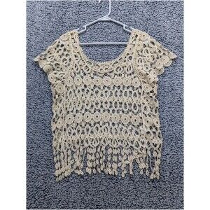 Bohemian Festival Crochet Top Size M Western Tassle Concert Cali Beach Hippie